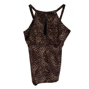 RUBY RIBBON Cheetah TANKINI top SIZE 20 Black Brown #1903 Mesh Cutout Animal